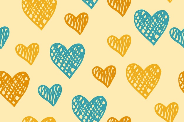 Doodle heart shapes vector doodle pattern Scribble hearts ornam