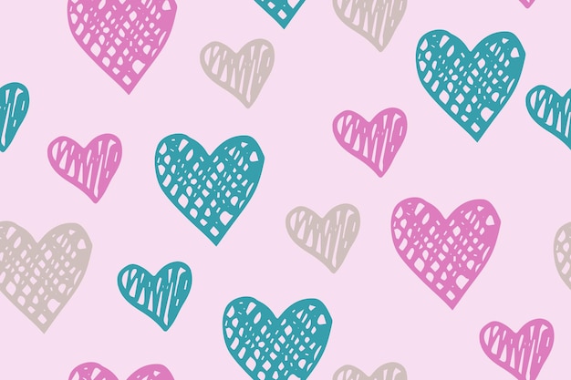 Doodle heart shapes vector doodle pattern Scribble hearts ornam