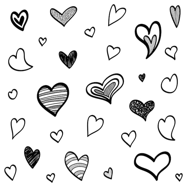 Vector doodle hearts hand drawn love hearts vector illustration