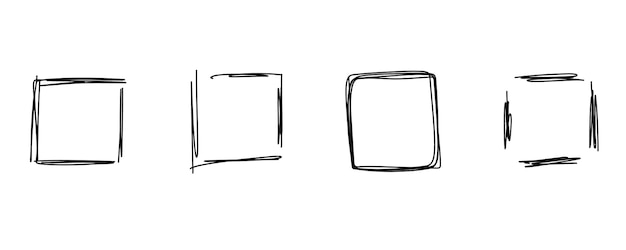 Doodle highlight square rectangle frame. Hand drawn frame set. Marker doodle sketch. Highlighting