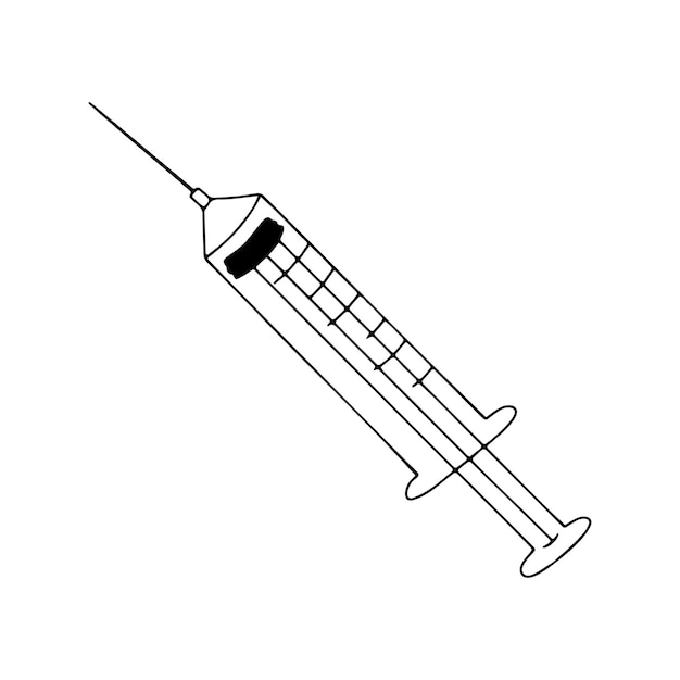 Doodle icon of a medical syringe for injection syringe medical instrument