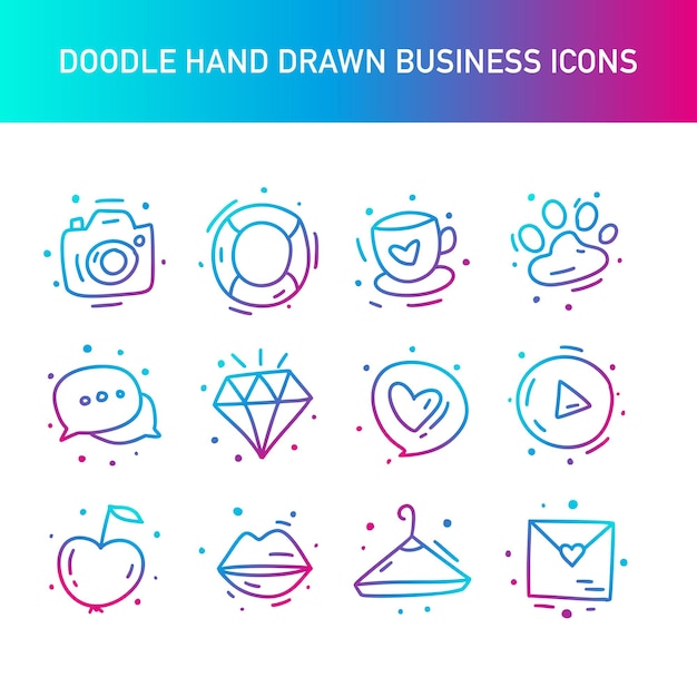 Doodle icon sketch infographic cute vector illustration. concept corporate creative mobile icon set.