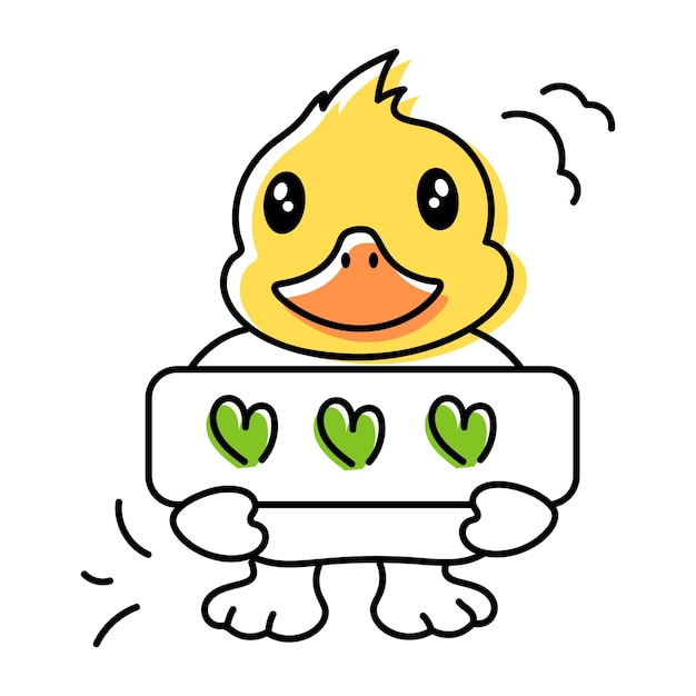 Vector doodle icons of cute ducks