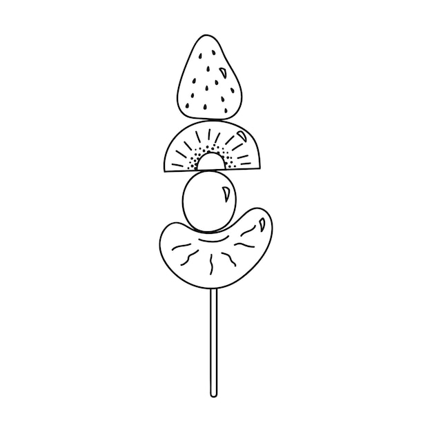 Doodle illustration of Korean multifruit tanhulu Simple black and white illustration