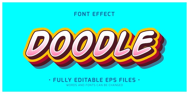 Doodle kawaii cute editable vector text effect