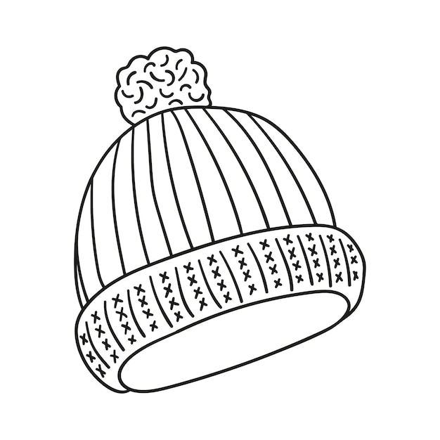 Doodle knitted hat with a pompon winter autumn wardrobe item