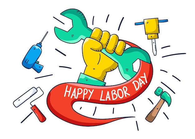 Doodle labor day illustration