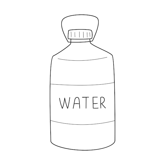 Doodle large bottle of water A canister for liquid in a large volume for camping picnic car travel water supply Outline black and white vector illustration isolated on a white background