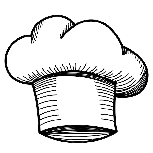 Vector doodle line art chef hat