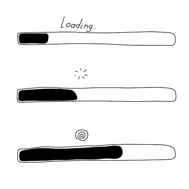 Doodle Loading bar in sketch style Hand drawn loading process Doodle loading bar Loading the web