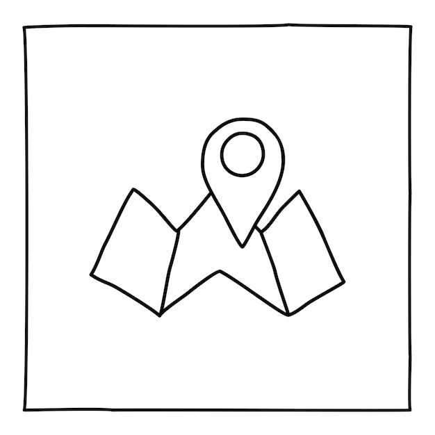 Doodle map and pointer icon