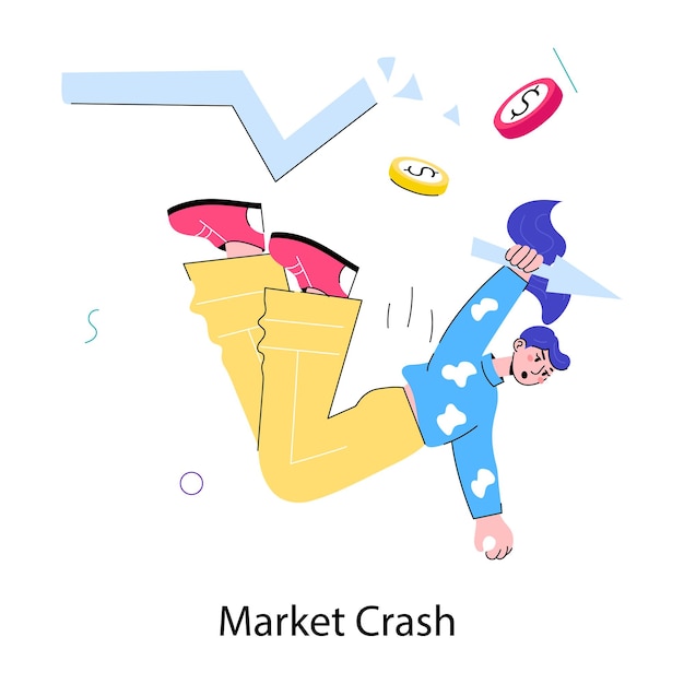 A doodle mini illustration of market crash