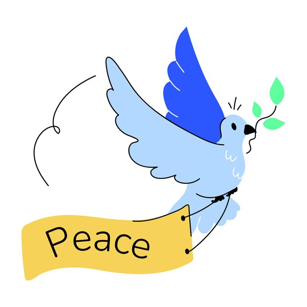 A doodle mini illustration of peace dove