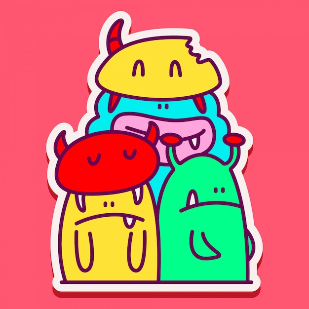 doodle monster sticker design