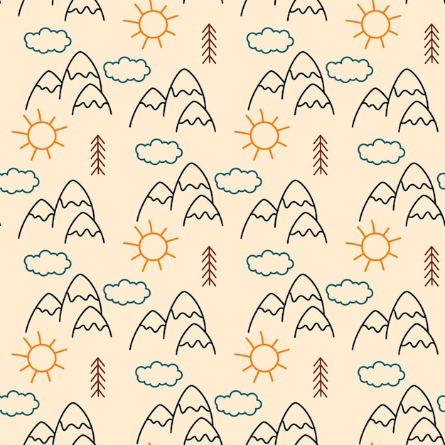 Doodle mountains pattern