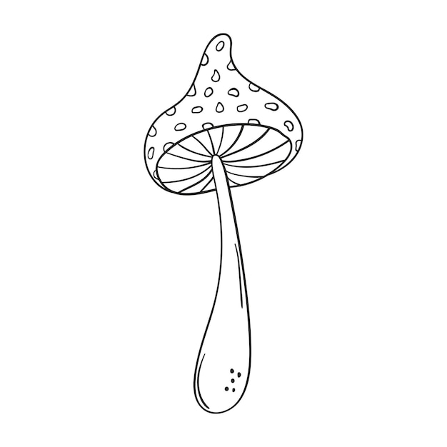 Doodle mushroom fly agaric isolated on a white background