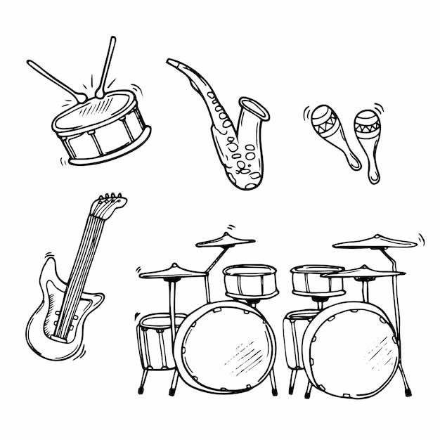 Doodle musical instruments Music vector illustration