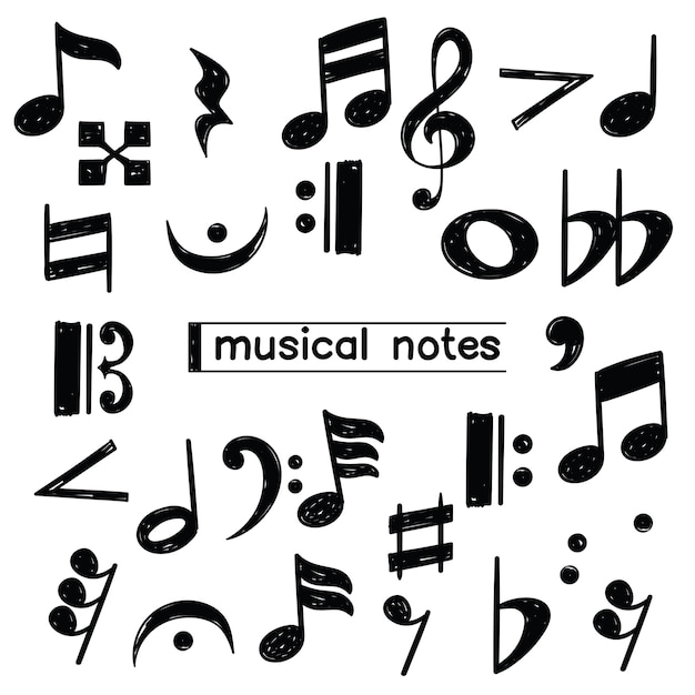 Doodle musical note symbol sketch