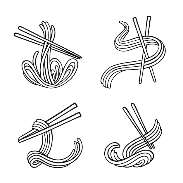 Doodle noodle logo noodle vector