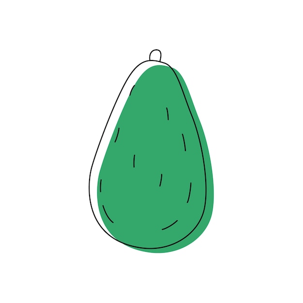 Doodle outline avocado with spot Vector illustration for packing