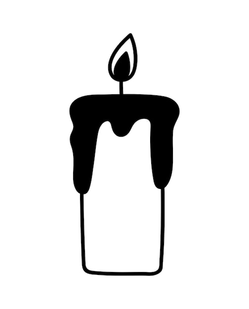 Doodle outline candle isolated. Hand drawn candle clip art. Vector illustration