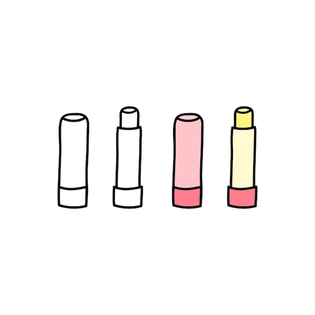 Doodle outline and colored lip balm stick