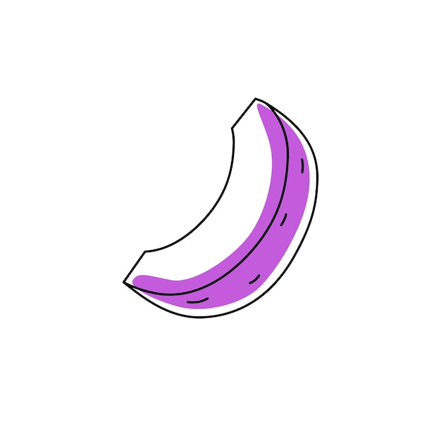 Doodle outline slice plum with spot Vector illustration for packing