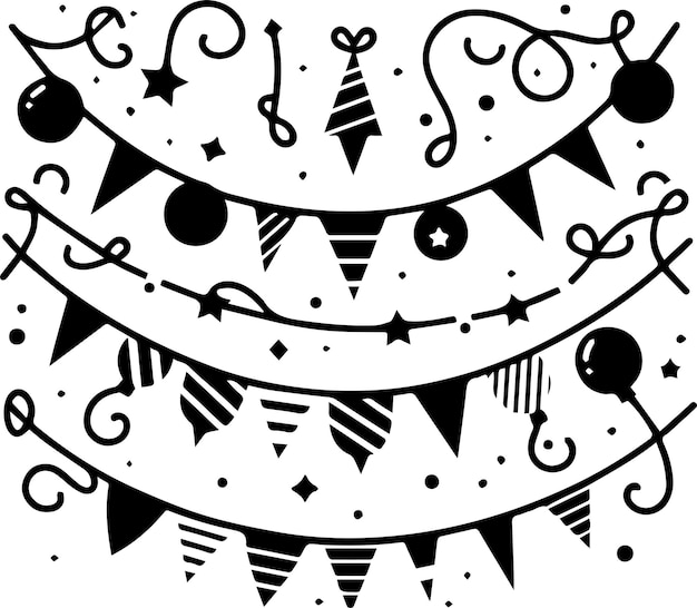 Vector doodle paper party garland vector silhouette