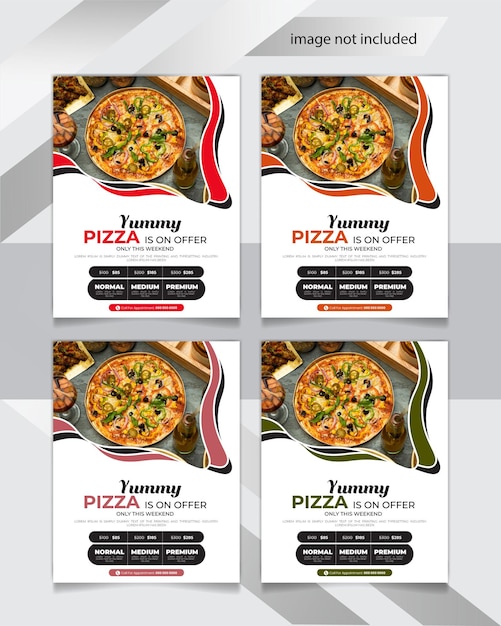 Doodle pizza flyer design and restaurant food Banner or poster design template