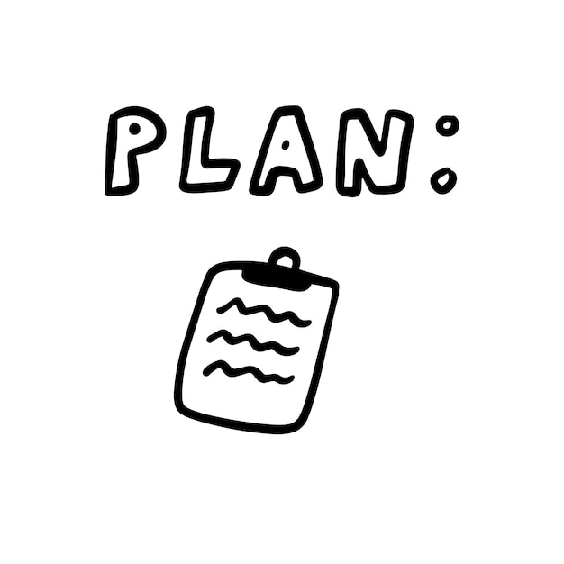 Doodle Plan icon concept. Drawing outline infographic notepaper. To Do list, project planning.