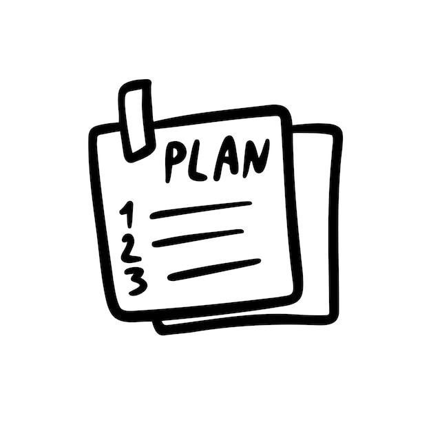 Doodle Plan icon hand drawn infographic notepaper piece To Do list project planning 1 2 3 steps