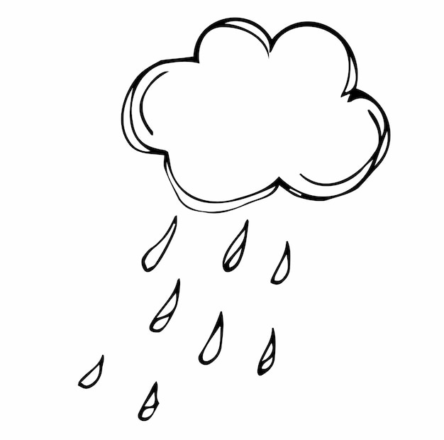 Doodle rainy cloud in vector.