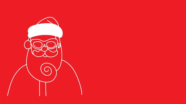 Vector doodle santa claus pointing away at copyspace isolated over red for christmas theme