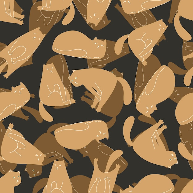 Doodle seamless pattern with cats for decoration design Decorative textile seamless pattern