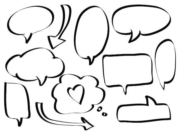 Doodle Set of empty comic speech bubbles vector illustration