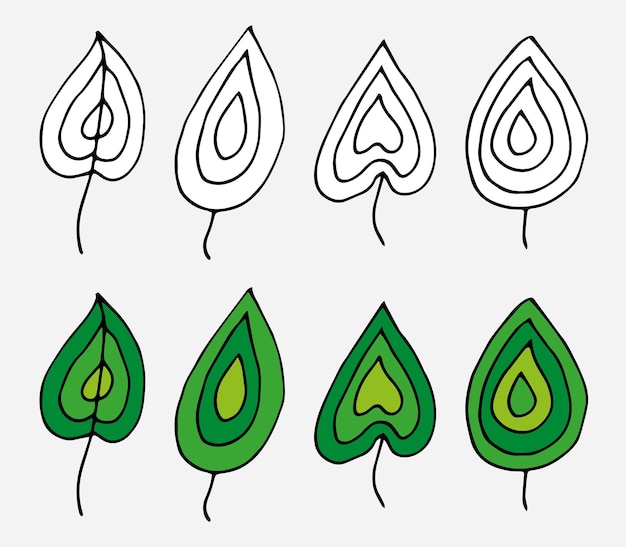 Doodle set of leaves