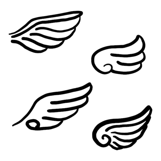 Doodle sketch style of Abstract Wings cartoon hand drawn illustration for concept design