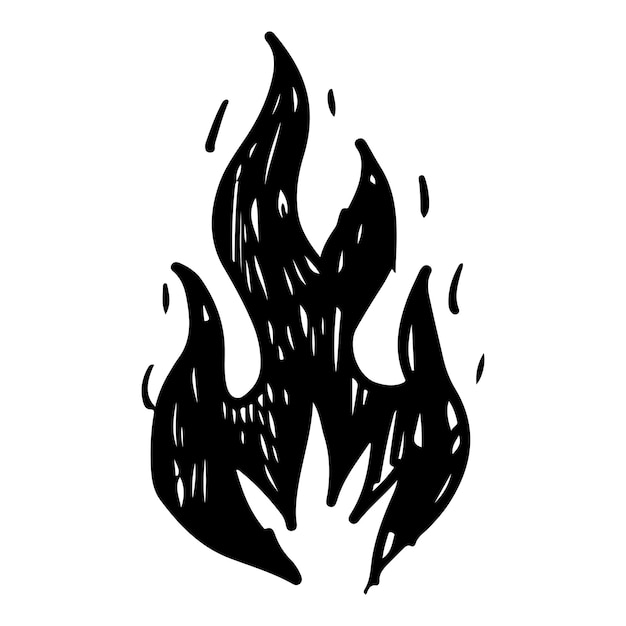 Vector doodle sketch style of hand drawn fire isolated on white background vector illustration