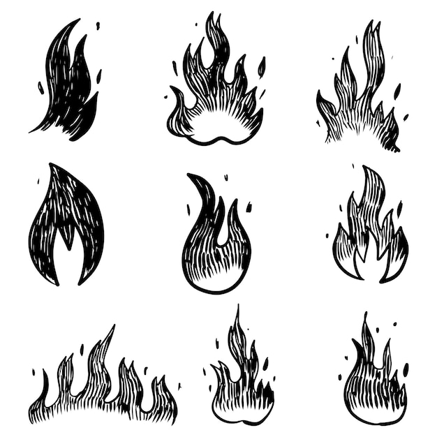 Doodle sketch style of Hand drawn fire vector illustration