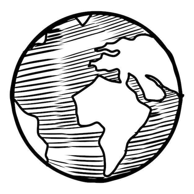 Doodle sketch style of Hand drawn Globe vector illustration for concept design