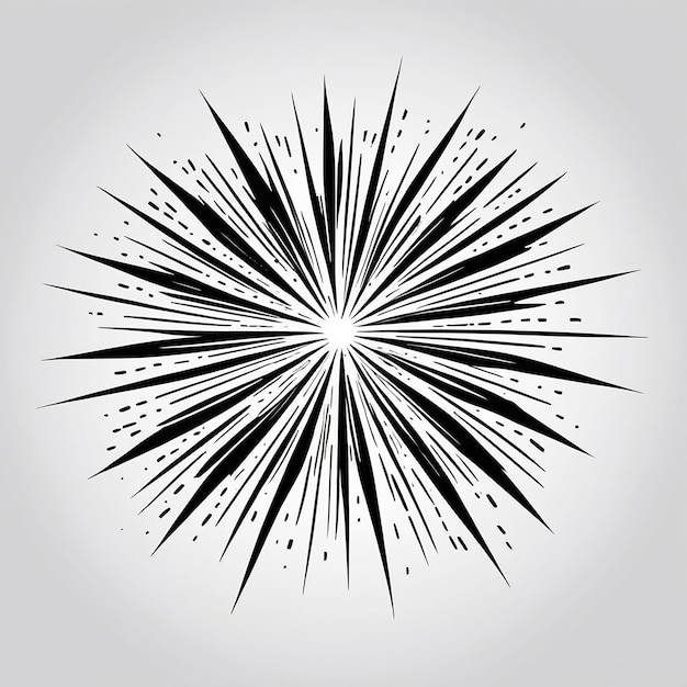 Vector doodle sketch style of starburst sunburst element fireworks black rays comic explosion effect radiating radial lines cartoon hand drawn illustration for concept design