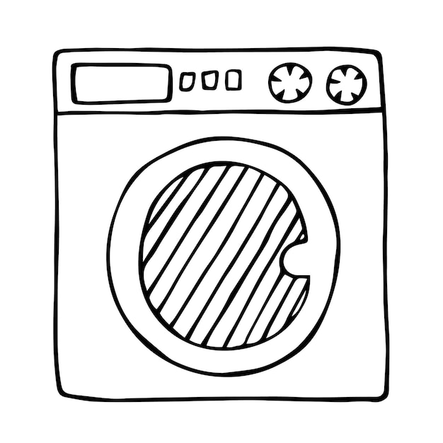 Doodle sketch of washing machine outline on white