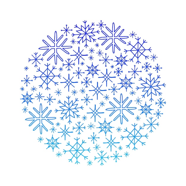 Doodle snowflakes in circle