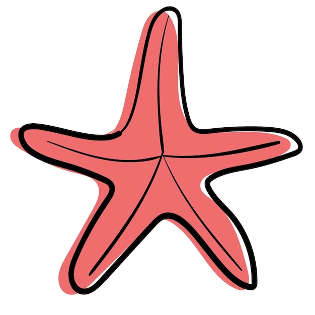 Doodle sticker amazing starfish, coral