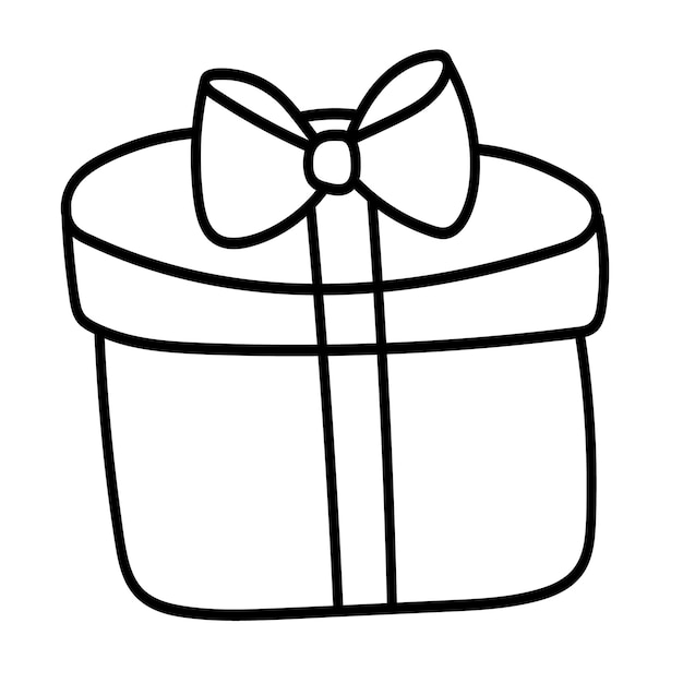 Doodle sticker of a holiday box with a gift