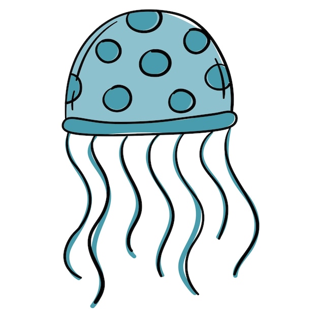 Doodle sticker simple cartoon jellyfish