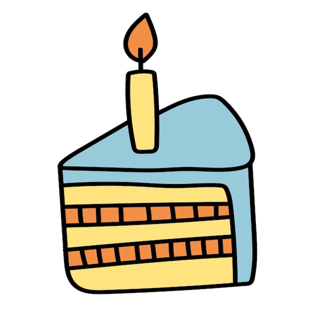 Doodle sticker with cute birthday cake