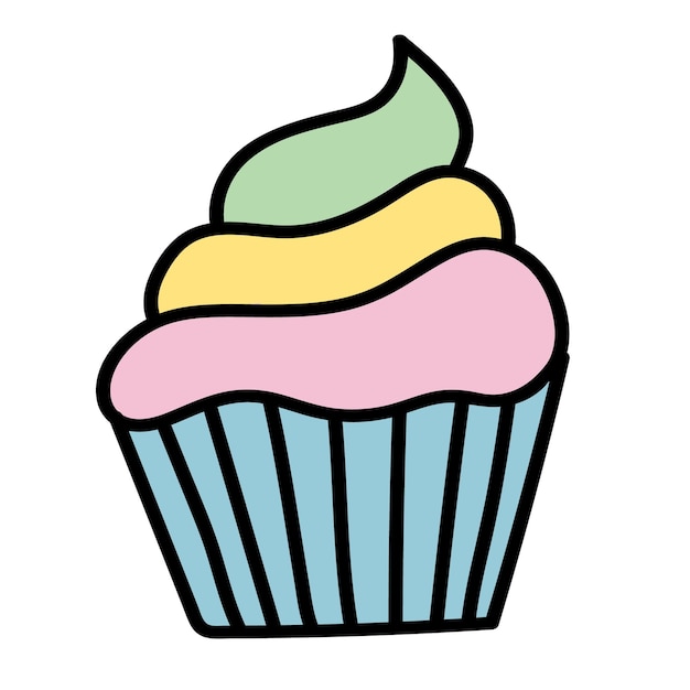 Doodle sticker with cute birthday cake