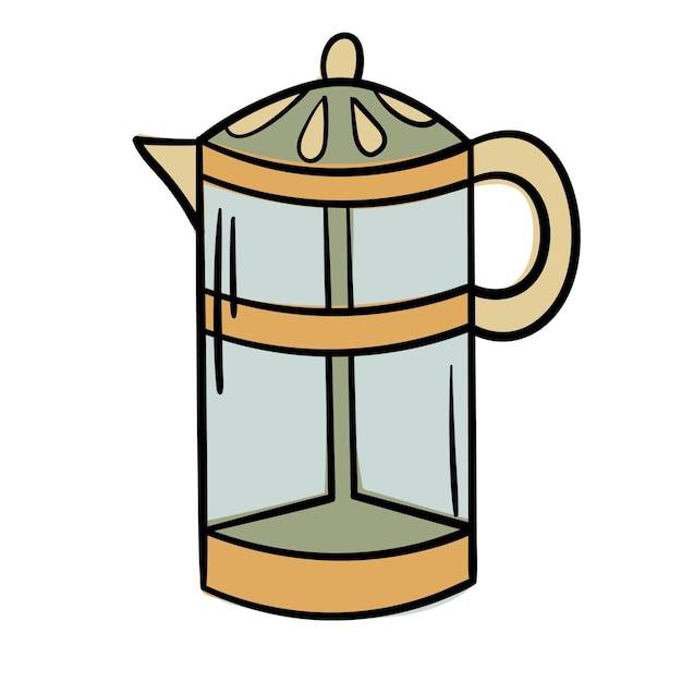 Doodle sticker with cute French press