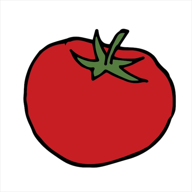 doodle style carton a tomato Cute ripe red tomato icon clipart vegetable vegan food